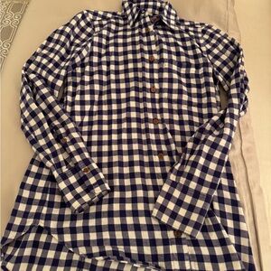 J. Crew Navy and White Plaid flannel Shirt, Size 00